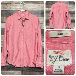 J Crew Slim All Cotton Oxford Button Up Shirt Men’s S Red Pink Casual